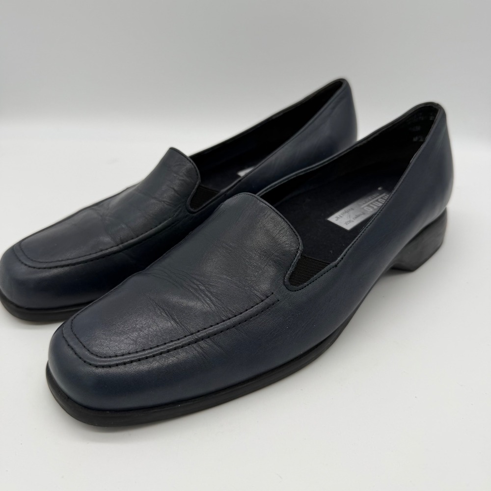 Munro American Women 7.5 M Navy Blue Leather Comfort Loafers M180091